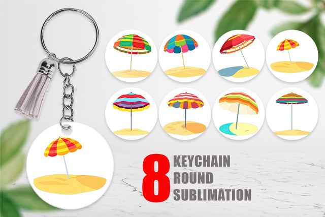 Keychain Beach Umbrella Sublimation artnoy 