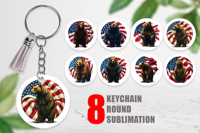 Keychain Bear 4th of July Sublimation artnoy 