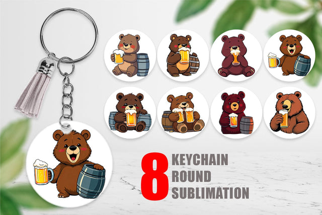 Keychain Bear Beer Day Sublimation artnoy 