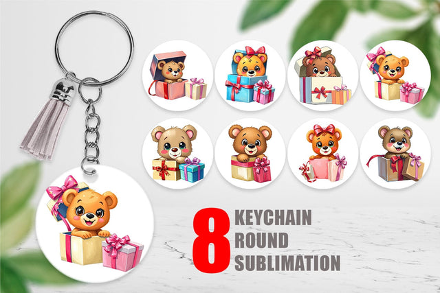 Keychain Bear Cub Gift Sublimation artnoy 