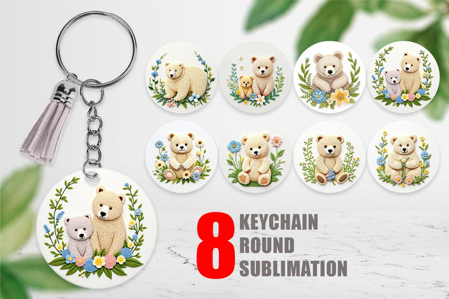 Keychain Bear Embroidery Sublimation artnoy 