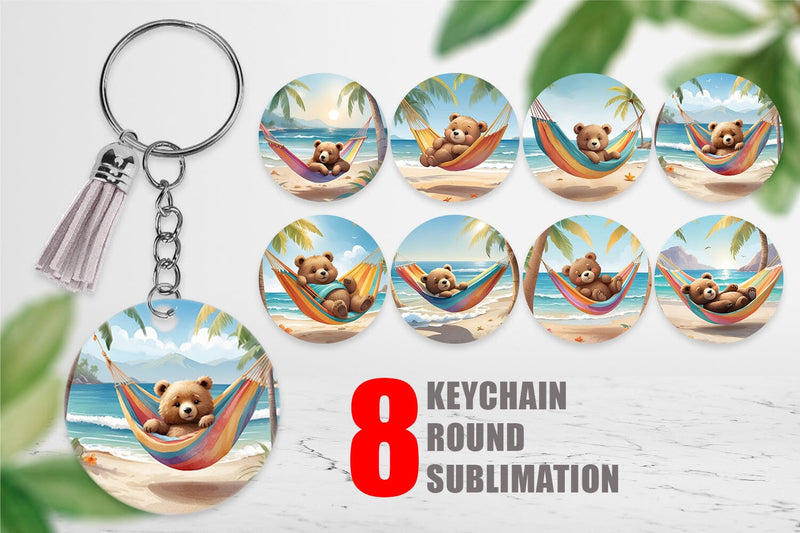 Keychain Bear in Summer Hammock Sublimation artnoy 