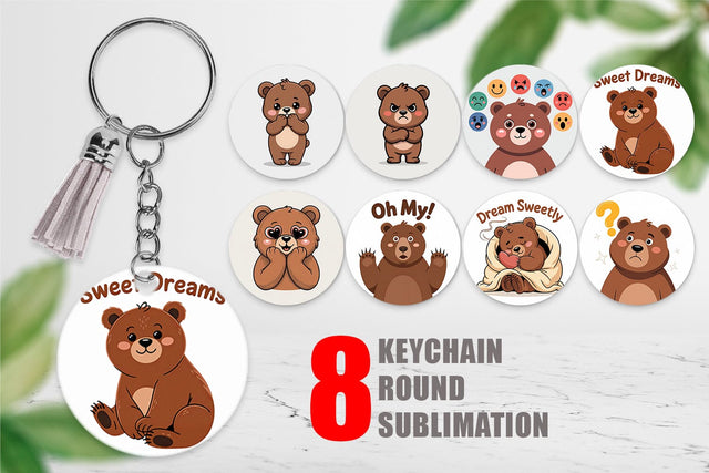 Keychain Bear Mood Sublimation artnoy 