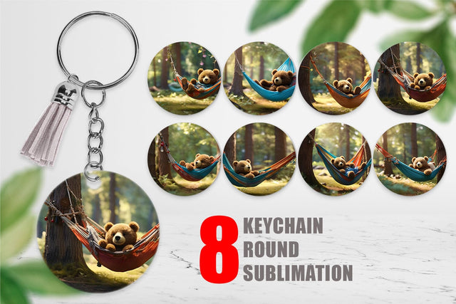 Keychain Bear on Summer Day Sublimation artnoy 