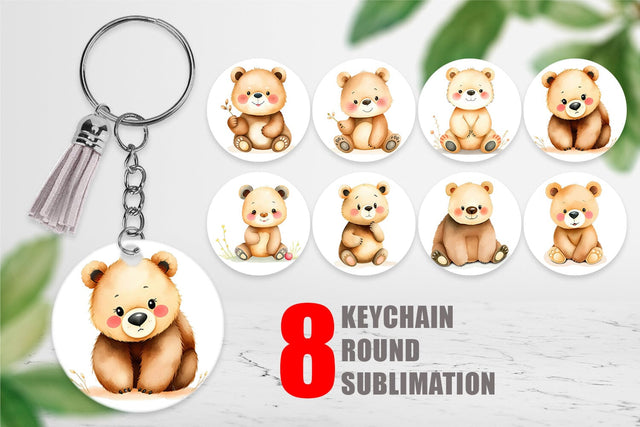 Keychain Bear Wildlife Sublimation artnoy 