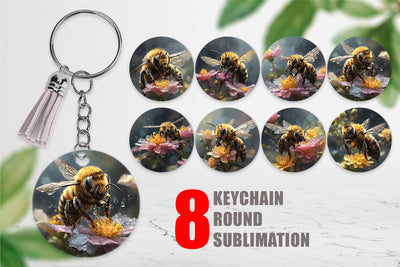 Keychain Bee and Flower Sublimation artnoy 