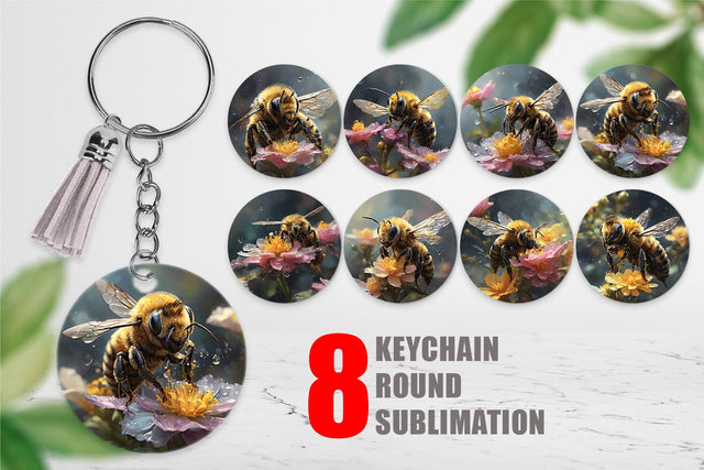 Keychain Bee and Flower Sublimation artnoy 