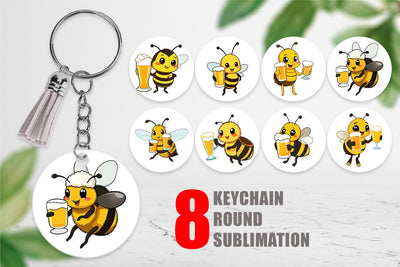 Keychain Bee Beer Day Sublimation artnoy 