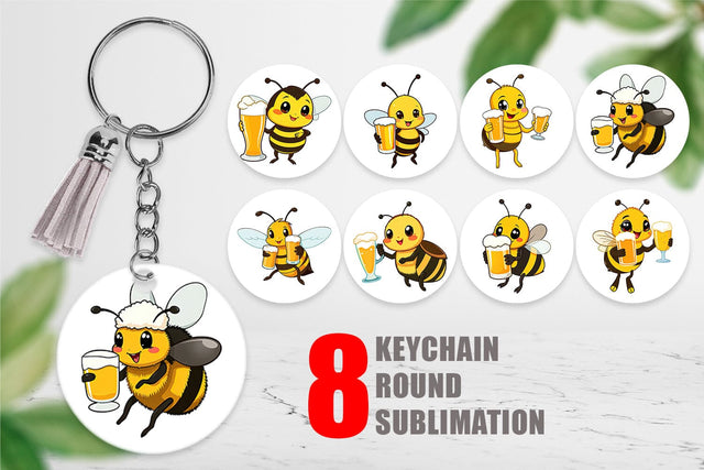 Keychain Bee Beer Day Sublimation artnoy 