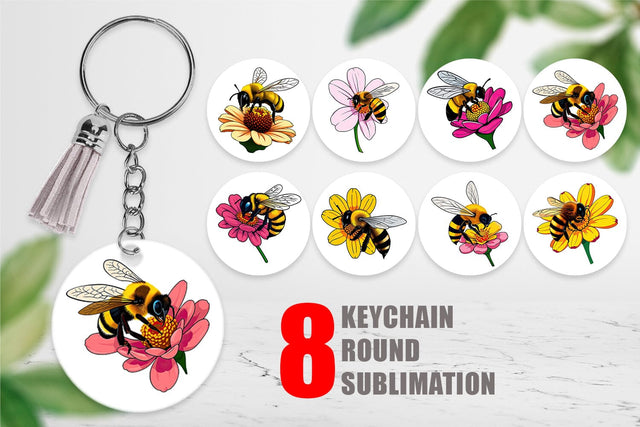 Keychain Bee on Flower Sublimation artnoy 