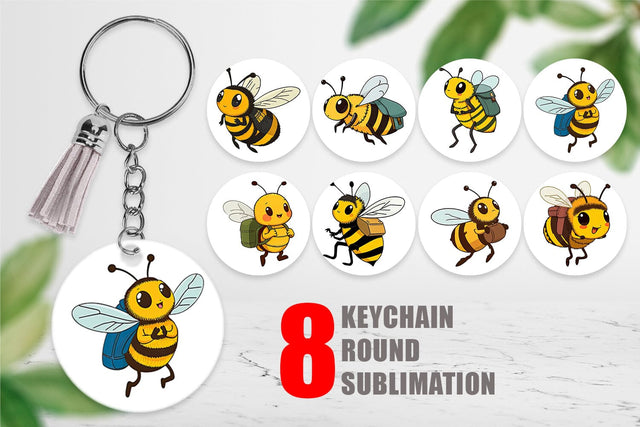 Keychain Bee with Backpack Sublimation artnoy 