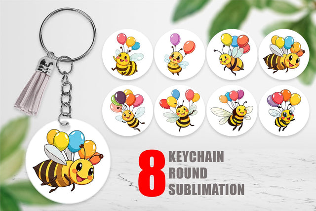 Keychain Bee with Balloons Sublimation artnoy 