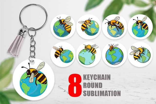 Keychain Bee with Earth Sublimation artnoy 