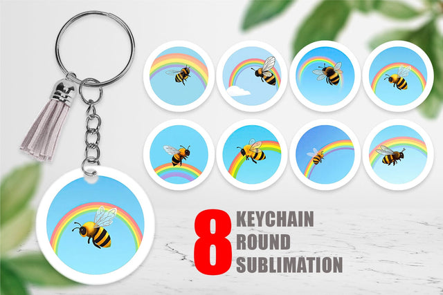 Keychain Bee with Rainbow Sublimation artnoy 