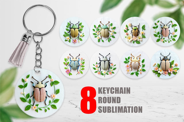 Keychain Beetle Embroidery Sublimation artnoy 