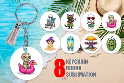 Keychain Big Eye Summerween Beach Party Sublimation artnoy 