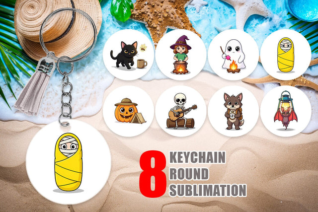 Keychain Big Eye Summerween Camping Sublimation artnoy 