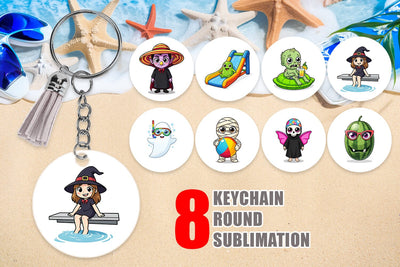 Keychain Big Eye Summerween Pool Party Sublimation artnoy 