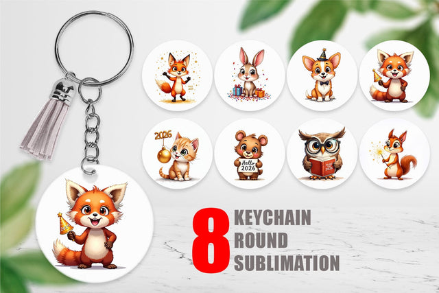 Keychain Big-Eyed New Year's Animal Party 2026 Sublimation artnoy 