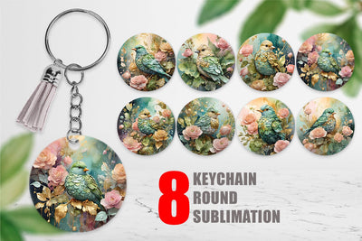 Keychain Bird and Botanical Sublimation artnoy 