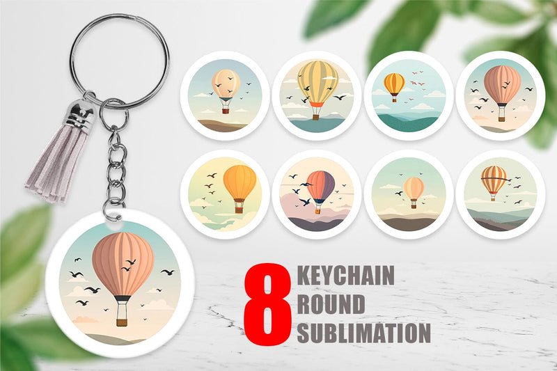 Keychain Bird Hot Air Balloon Sublimation artnoy 