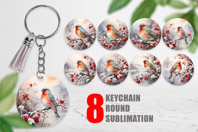 Keychain Bird Winter Sublimation artnoy 