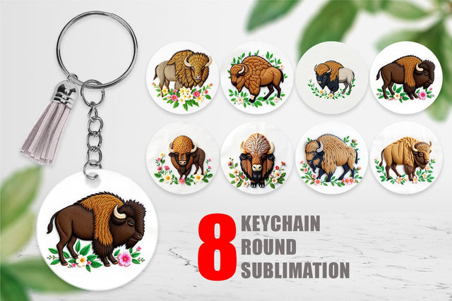 Keychain Bison Embroidery Sublimation artnoy 