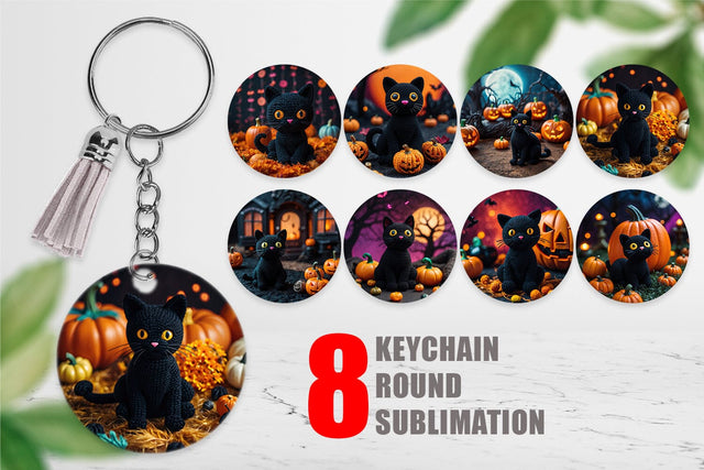 Keychain Black Cat Knitted Sublimation artnoy 