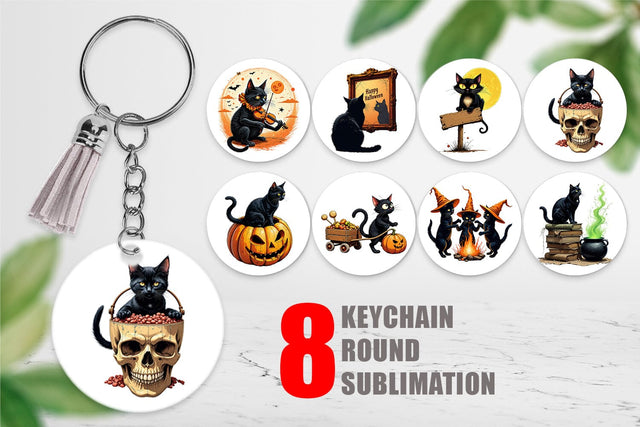 Keychain Black Cat Sublimation artnoy 