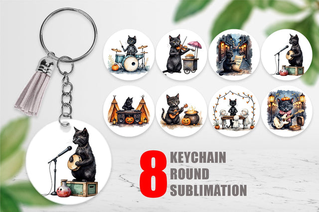 Keychain Black Cat Tunes Sublimation artnoy 