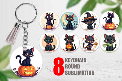 Keychain Black Cats Sublimation artnoy 