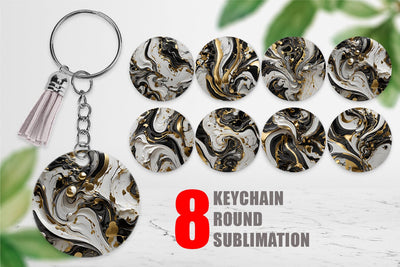 Keychain Black White Marble Gold Sublimation artnoy 