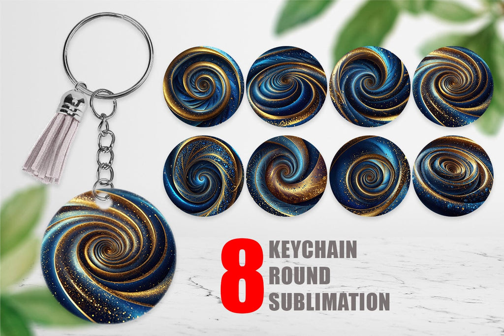 Keychain Blue and Gold Vortex - So Fontsy