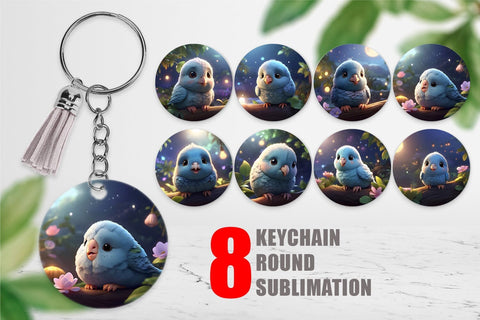 Keychain Blue Bird Cute Sublimation artnoy 