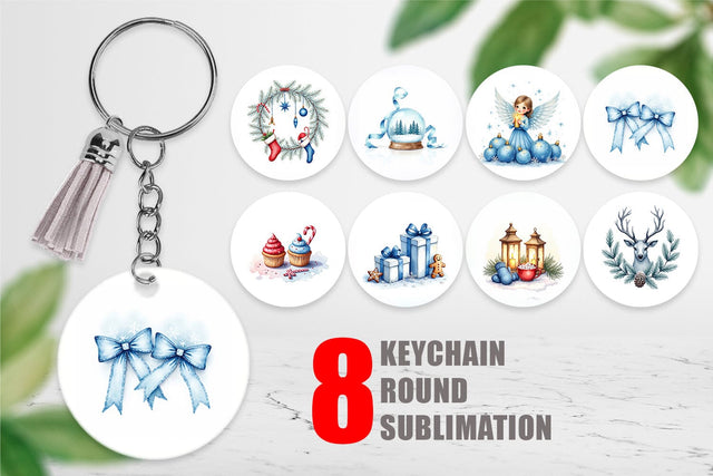 Keychain Blue Christmas Sublimation artnoy 
