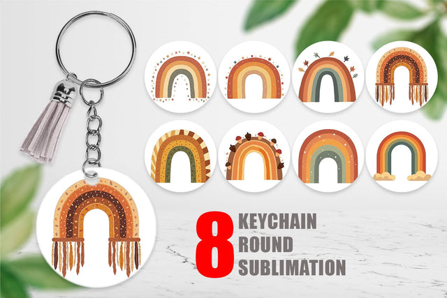Keychain Boho Autumn Rainbows Sublimation artnoy 