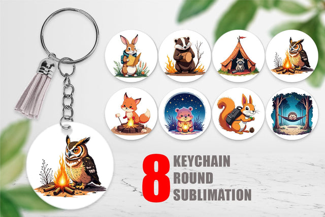 Keychain Boho Camping Animals Sublimation artnoy 