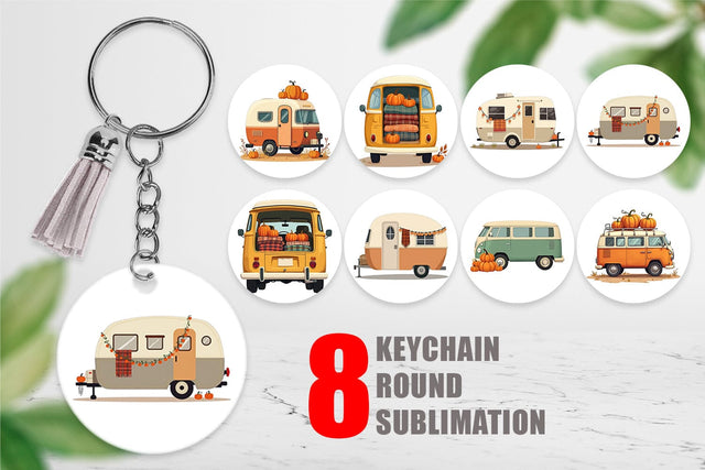 Keychain Boho Fall Camper Sublimation artnoy 
