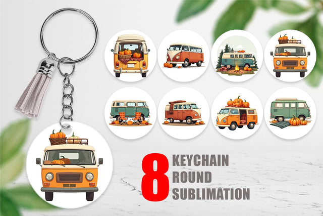 Keychain Boho Fall Camper Sublimation artnoy 
