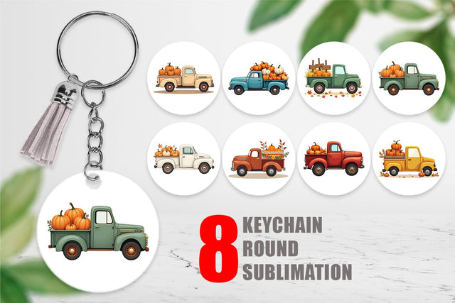 Keychain Boho Farm Trucks Sublimation artnoy 
