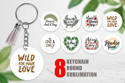 Keychain Boho Jungle Love Tropical Valentine Quotes Sublimation artnoy 