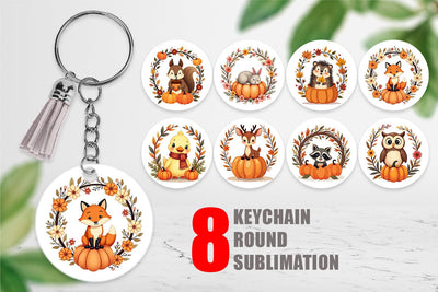 Keychain Boho Pumpkin Critters Sublimation artnoy 