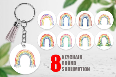 Keychain Boho Rainbow Abstract Sublimation artnoy 