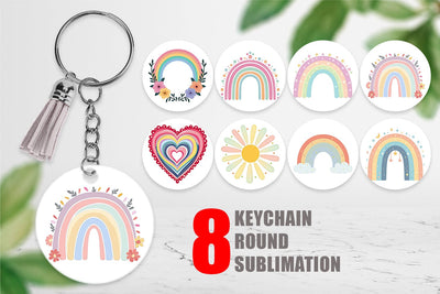 Keychain Boho Rainbow Pastels Sublimation artnoy 