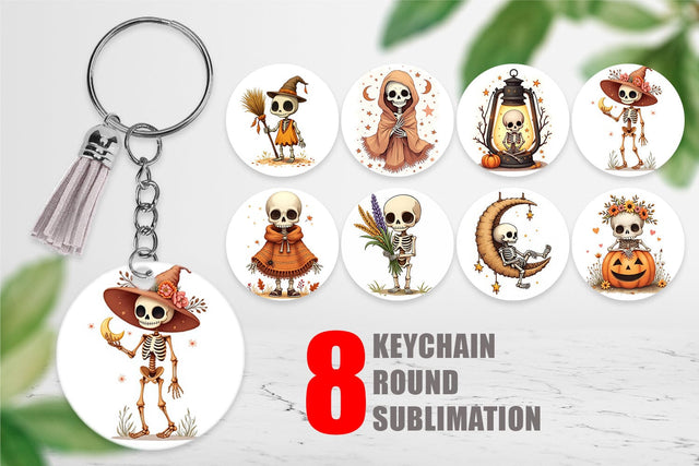 Keychain Boho Skeleton Halloween Sublimation artnoy 