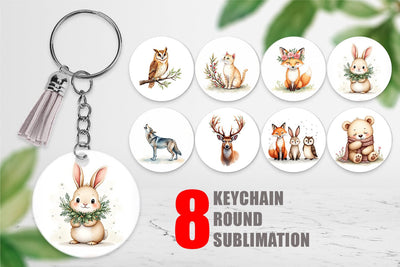 Keychain Boho Winter Animals Sublimation artnoy 