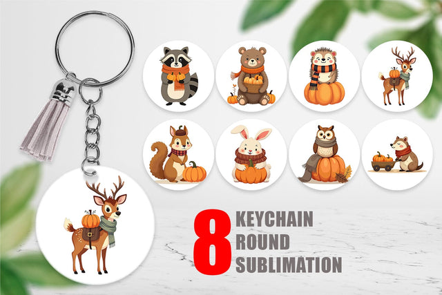 Keychain Boho Woodland Animals Sublimation artnoy 