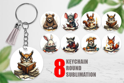 Keychain Bookworm Critters Sublimation artnoy 