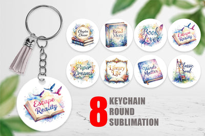 Keychain Bookworm Quotes Sublimation artnoy 
