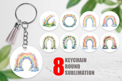 Keychain Botanical Boho Rainbow Sublimation artnoy 